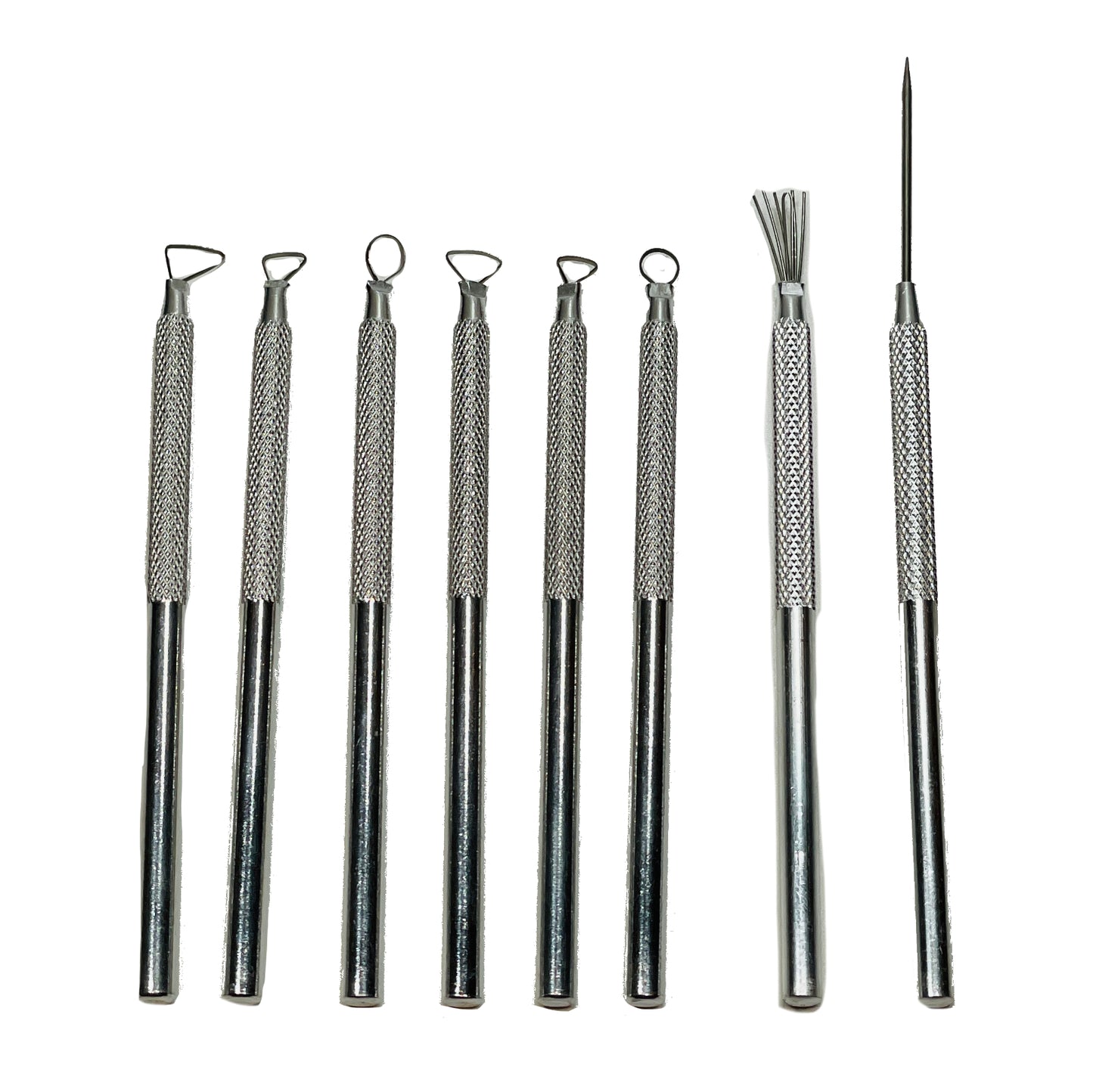 Set of 8 Aluminum Tools: Loops, Needle, Brush