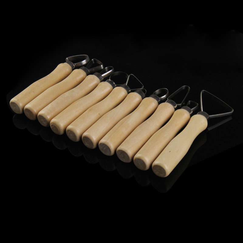 Set of 10 Wood Loop Tools with Stainless Steel Flat Wire