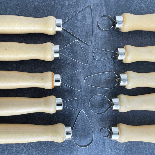 Set of 10 Wood Loop Tools with Stainless Steel Flat Wire