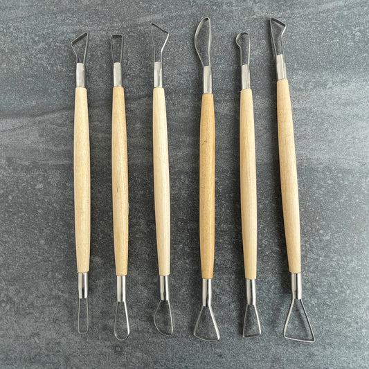 Set of 6 Wood Loop Tools with Stainless Steel Flat Wire