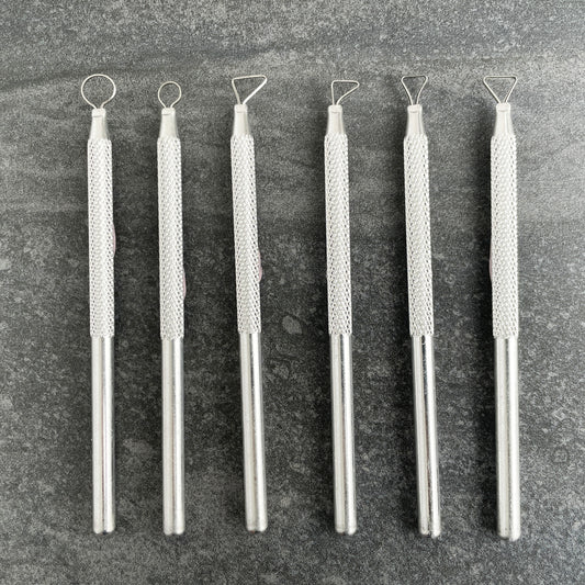 Set of 6 Aluminum Pottery Ribbon Tools