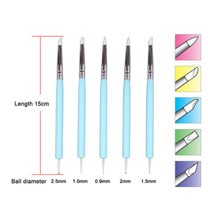 Set of 5 Double-Ended Silicone Shaping and Ball Stylus Tools