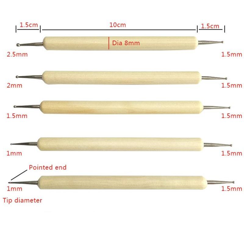 Set of 5 Ball Stylus Pottery Sculpture Tools